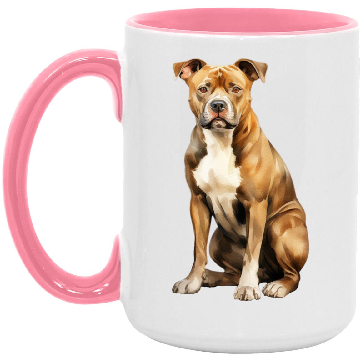 American Staffordshire Terrier watercolor mug – 15oz Pink