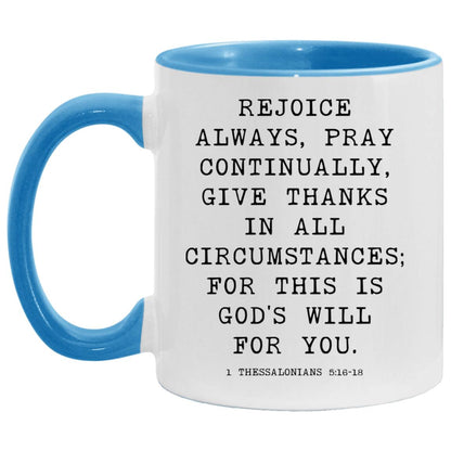 Rejoice Always Bible Verse coffee mug