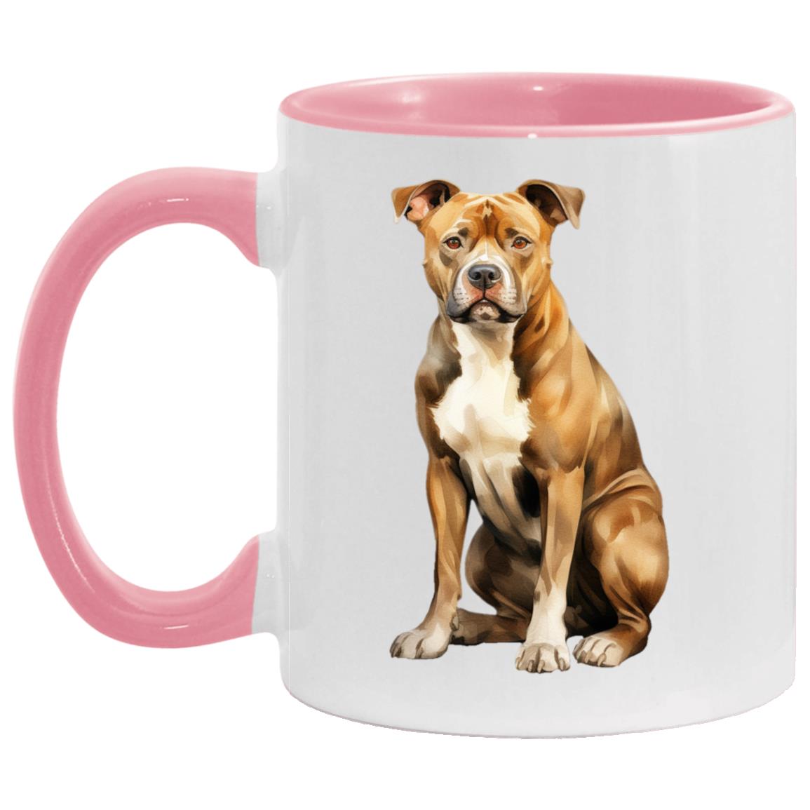 American Staffordshire Terrier watercolor mug – 11oz Pink