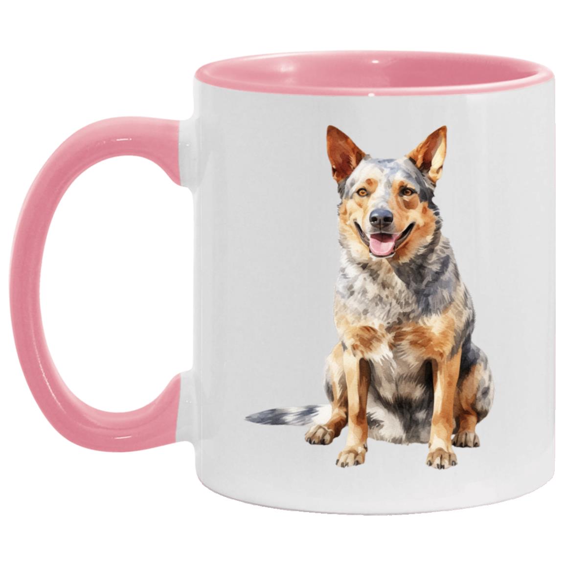 Australian Cattle Dog watercolor mug – 11oz Pink