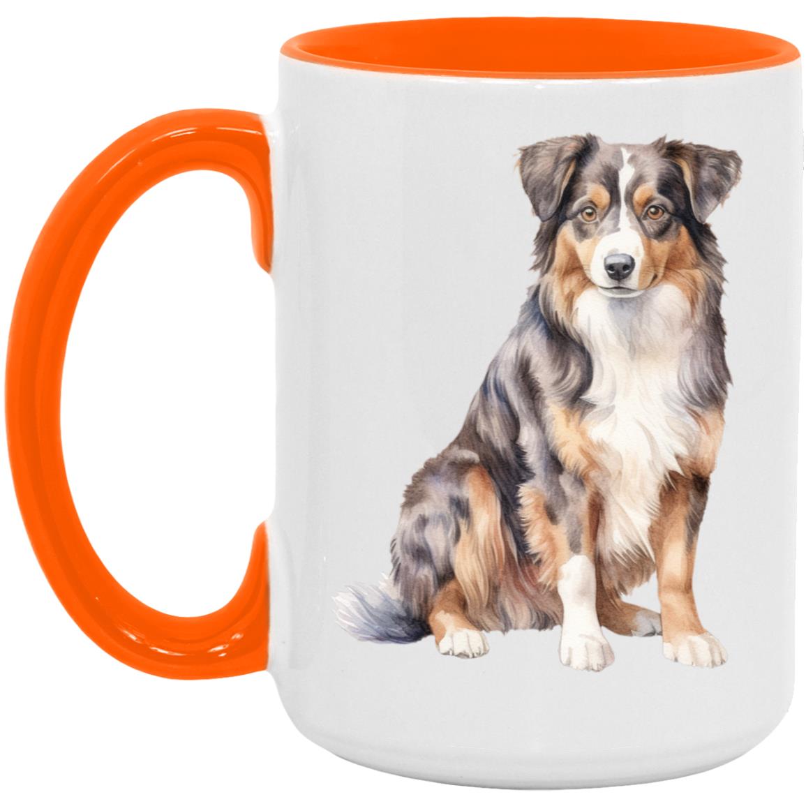Australian Shepherd watercolor mug – 15oz Orange