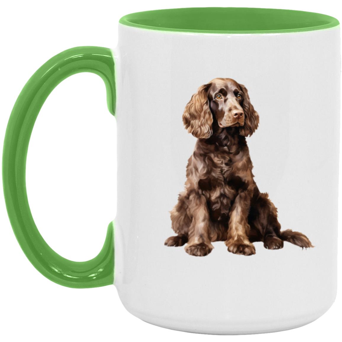 American Water Spaniel watercolor mug – 15oz Light Green