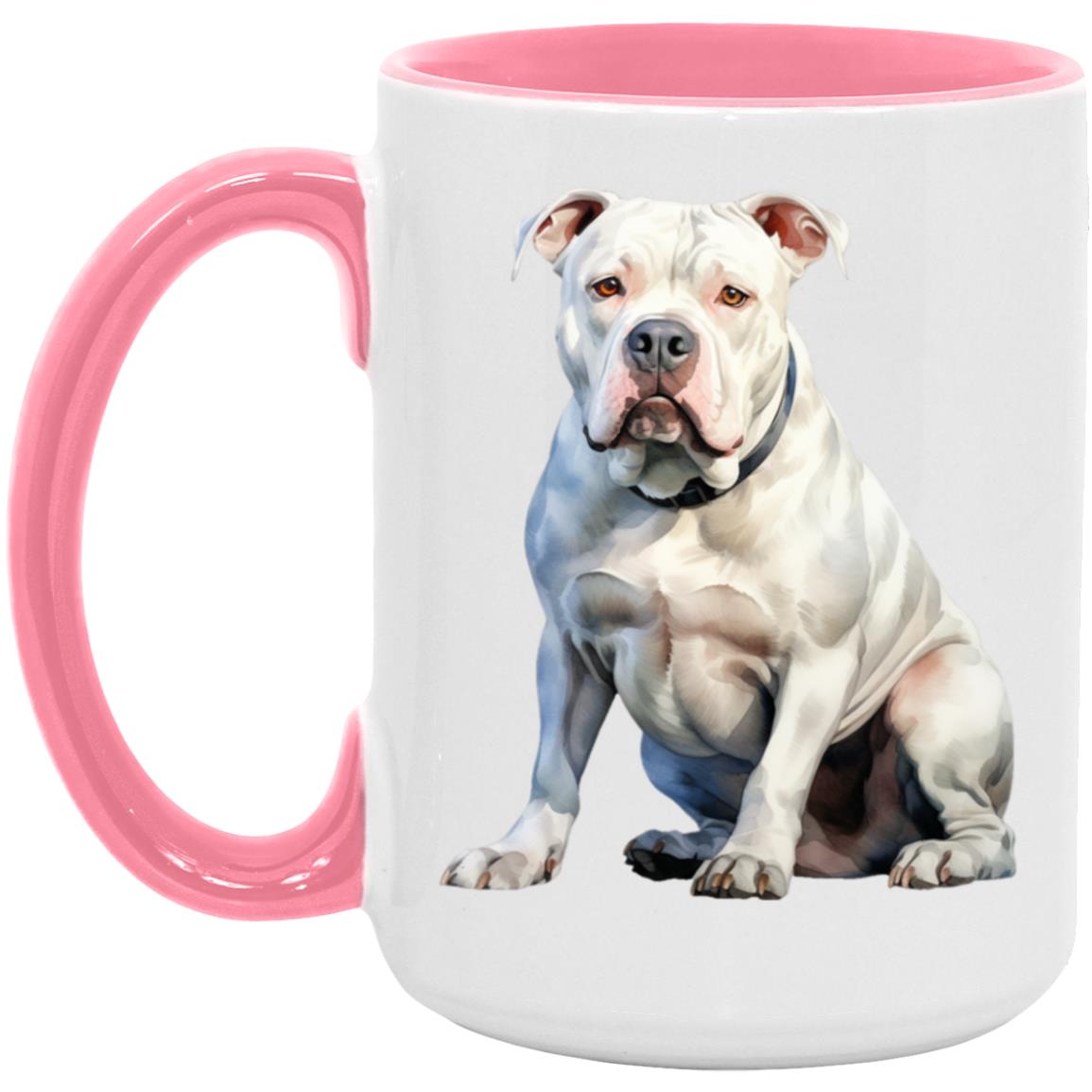 American Bulldog watercolor mug – 15oz Pink