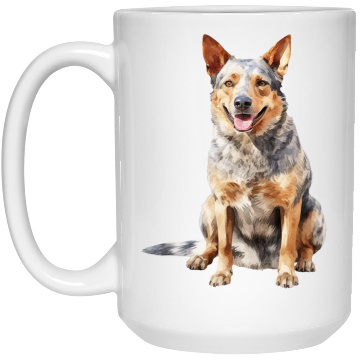 Australian Cattle Dog watercolor mug – 15oz White