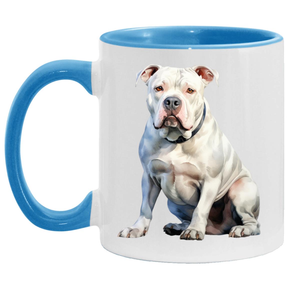 American Bulldog watercolor mug – 11oz Light Blue