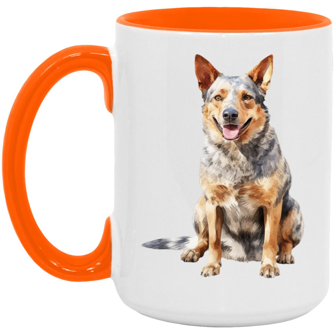Australian Cattle Dog watercolor mug – 15oz Orange