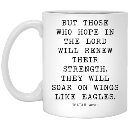 Wings Like Eagles Bible Verse coffee mug