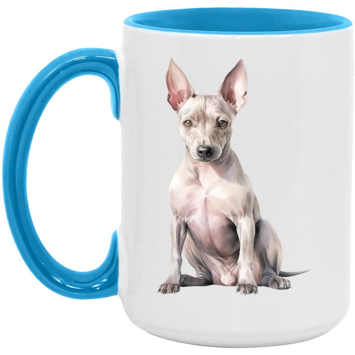 American Hairless Terrier watercolor mug – 15oz Light Blue