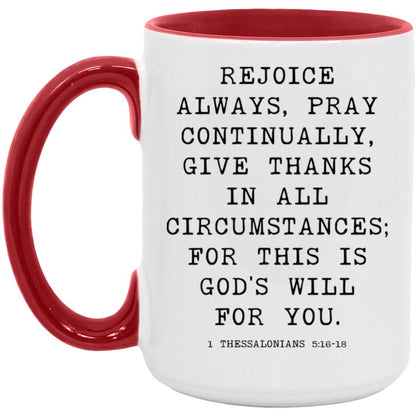 Rejoice Always Bible Verse coffee mug