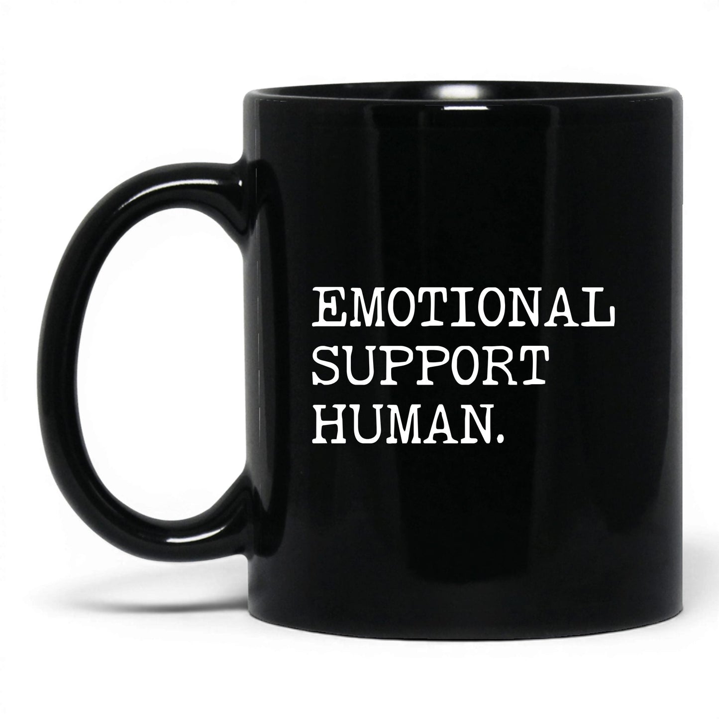 Emotional Support Human 11oz black coffee mug
