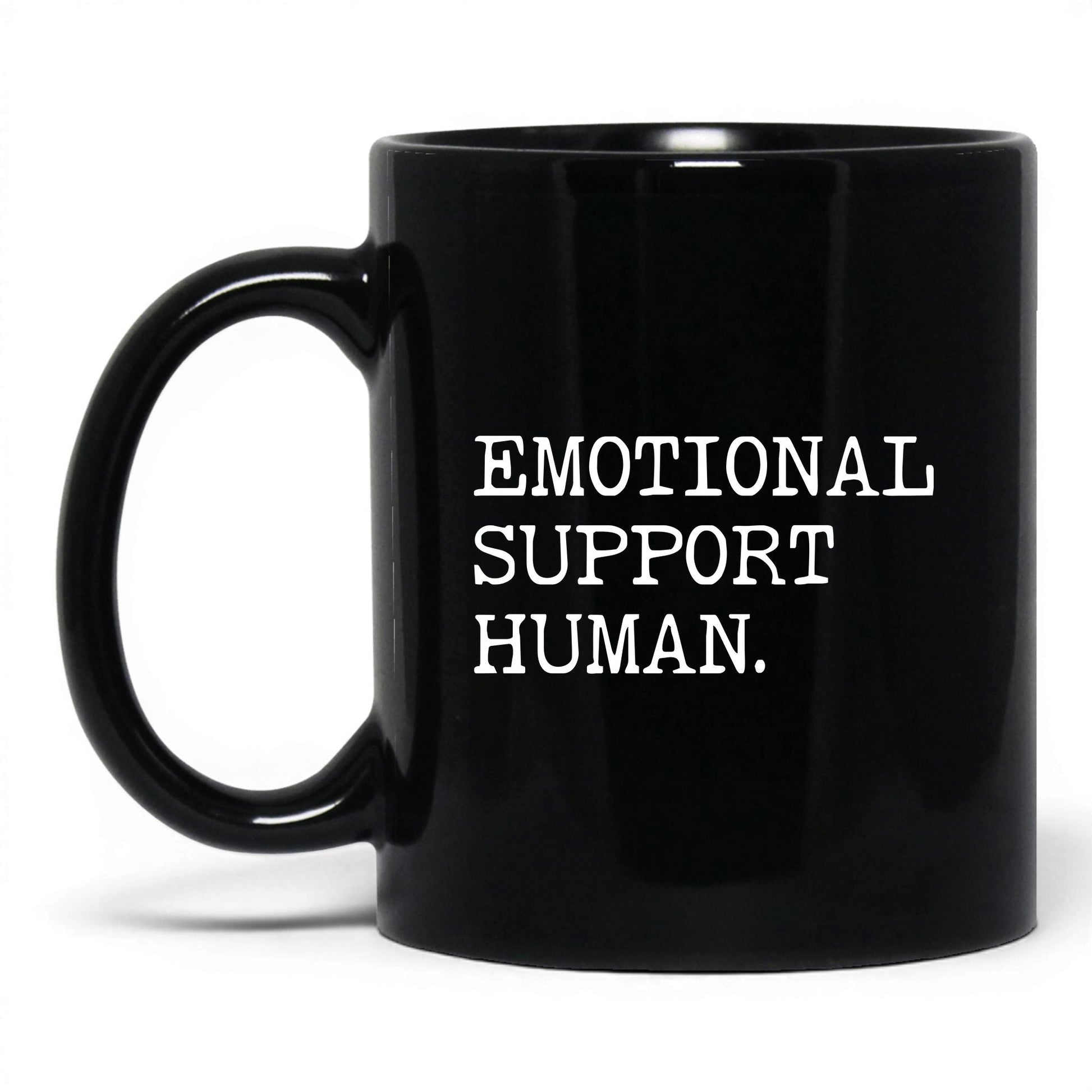 Emotional Support Human 11oz black coffee mug