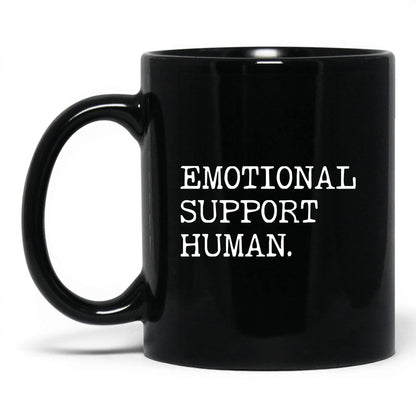 Emotional Support Human 11oz black coffee mug