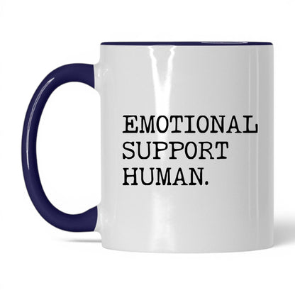 Emotional Support Human 11oz white and midnight blue coffee mug