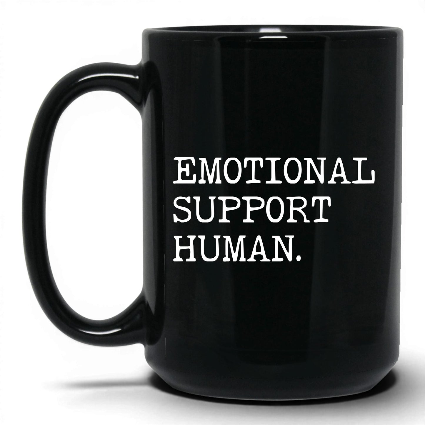 Emotional Support Human 15oz black coffee mug