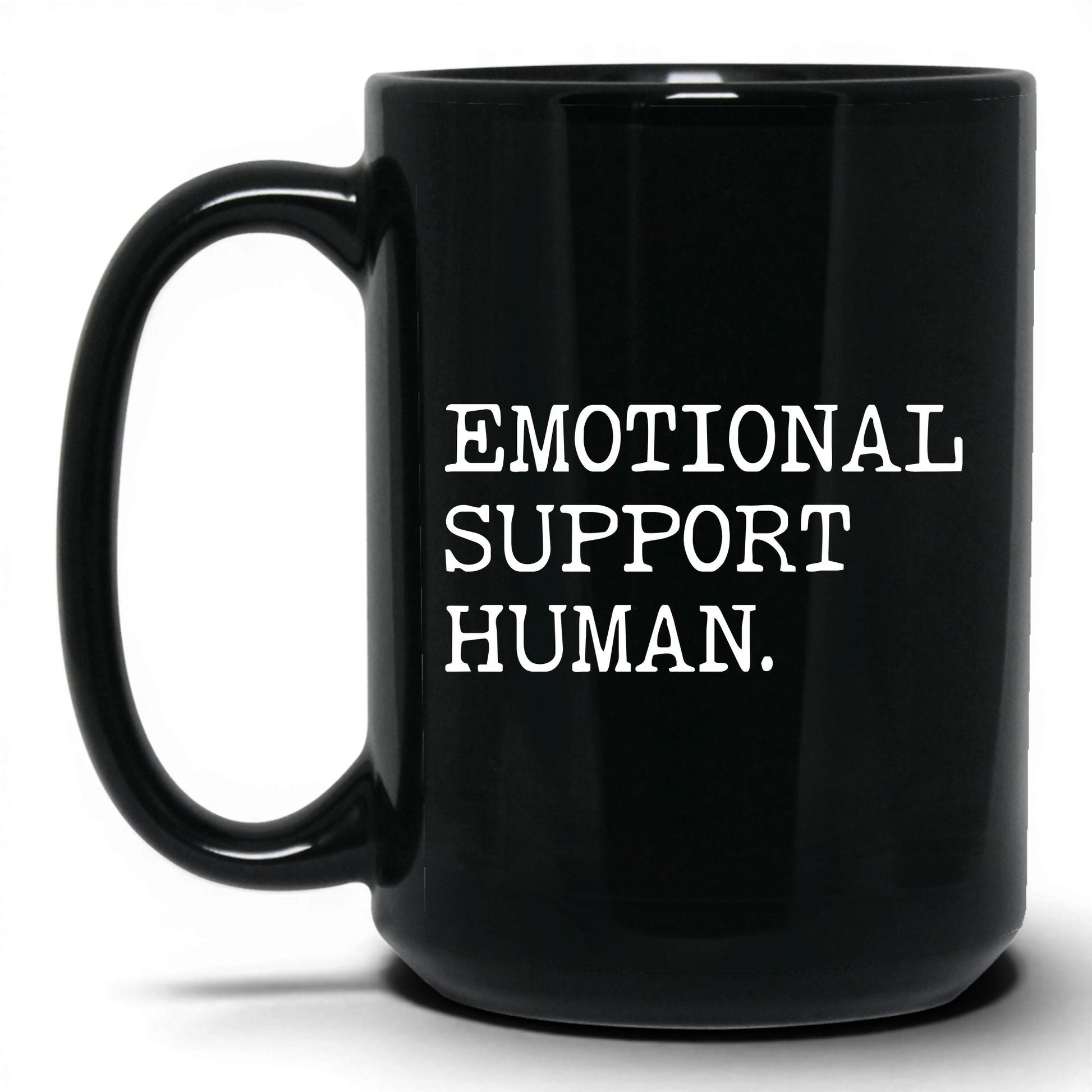 Emotional Support Human 15oz black coffee mug