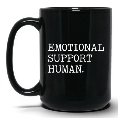 Emotional Support Human 15oz black coffee mug