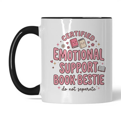 Emotional Support Book Bestie doodle 11oz White Black coffee mug