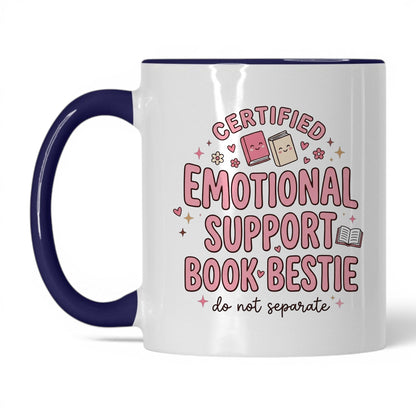 Emotional Support Book Bestie doodle 11oz White Midnight Blue coffee mug