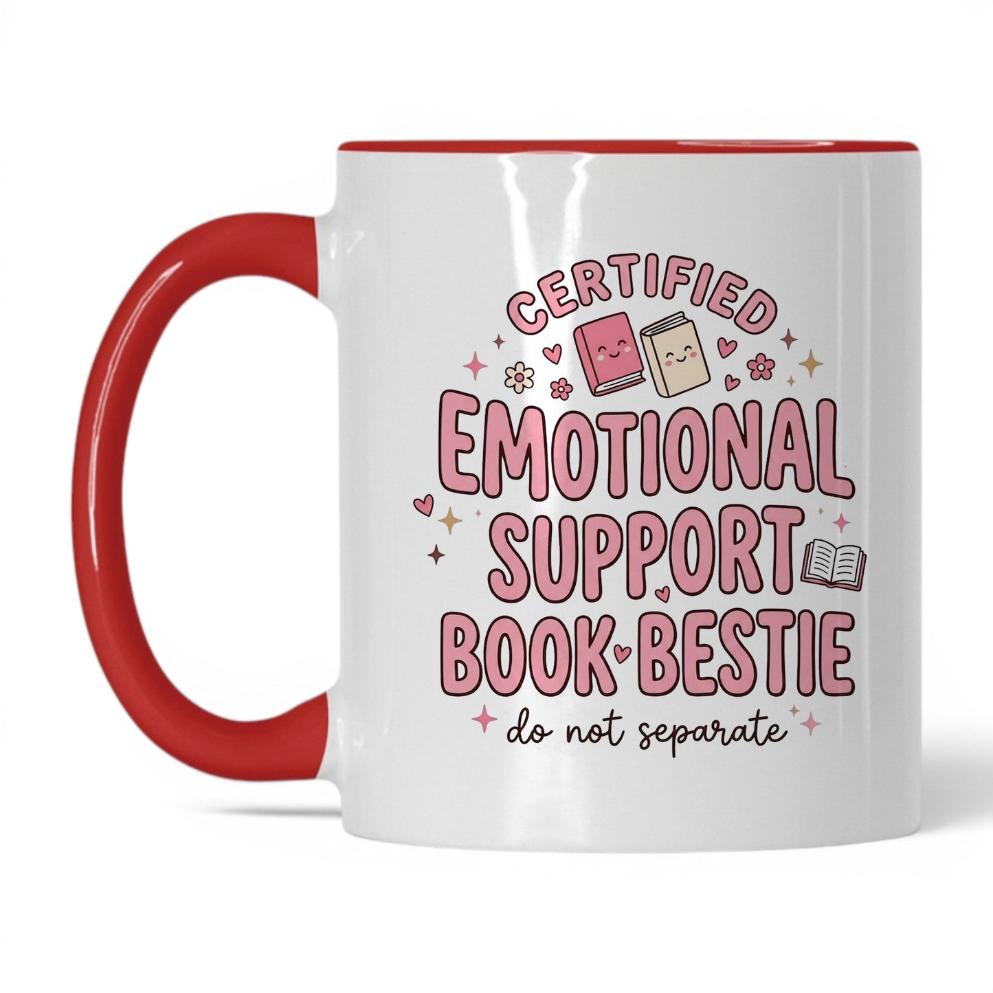 Emotional Support Book Bestie doodle 11oz White Red coffee mug