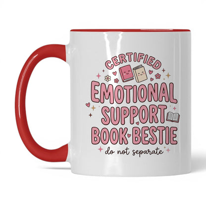 Emotional Support Book Bestie doodle 11oz White Red coffee mug