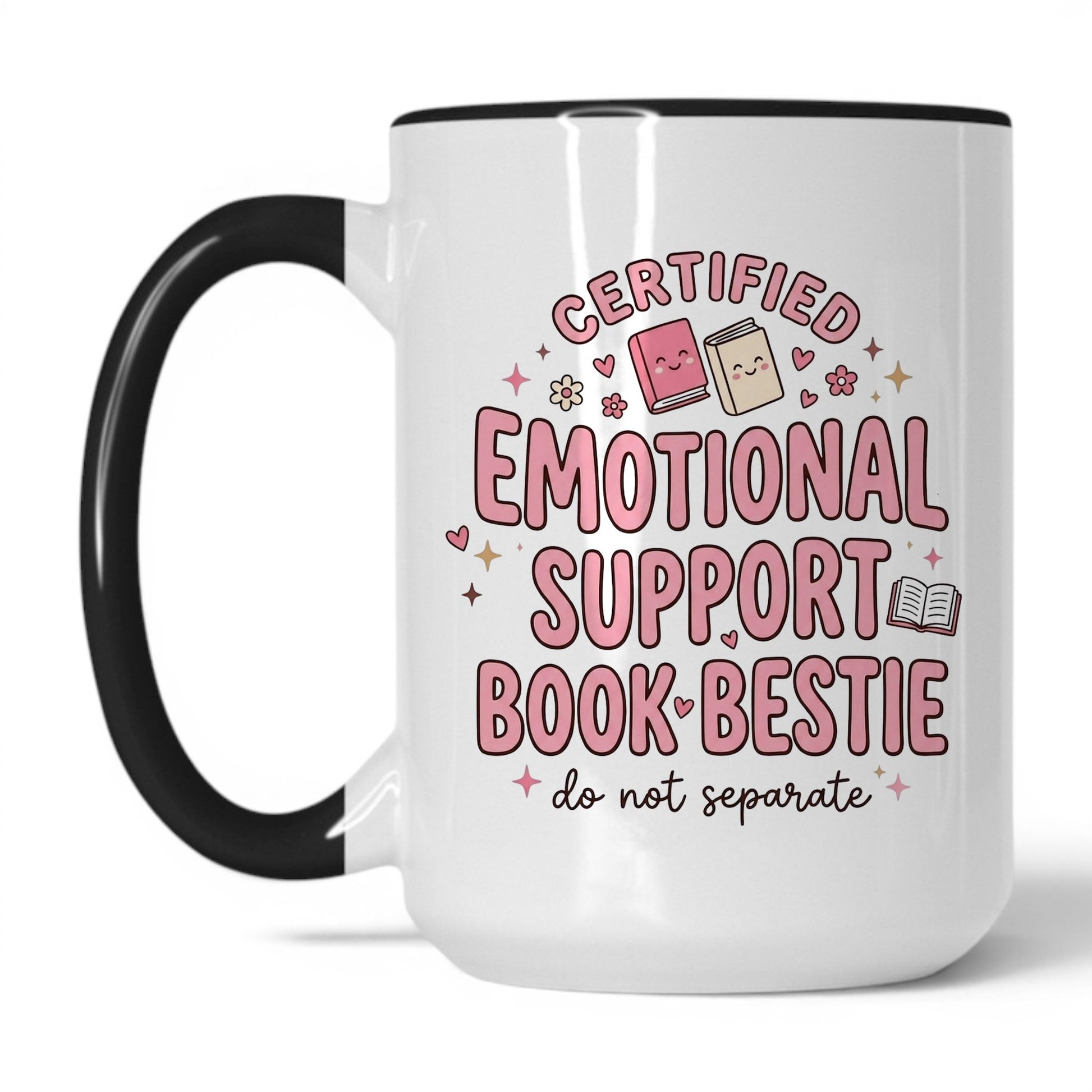 Emotional Support Book Bestie doodle 15oz White Black coffee mug