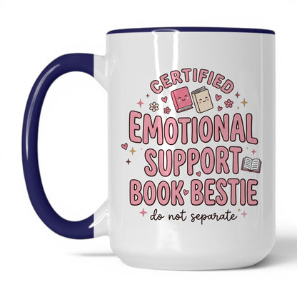 Emotional Support Book Bestie doodle 15oz White Midnight Blue coffee mug