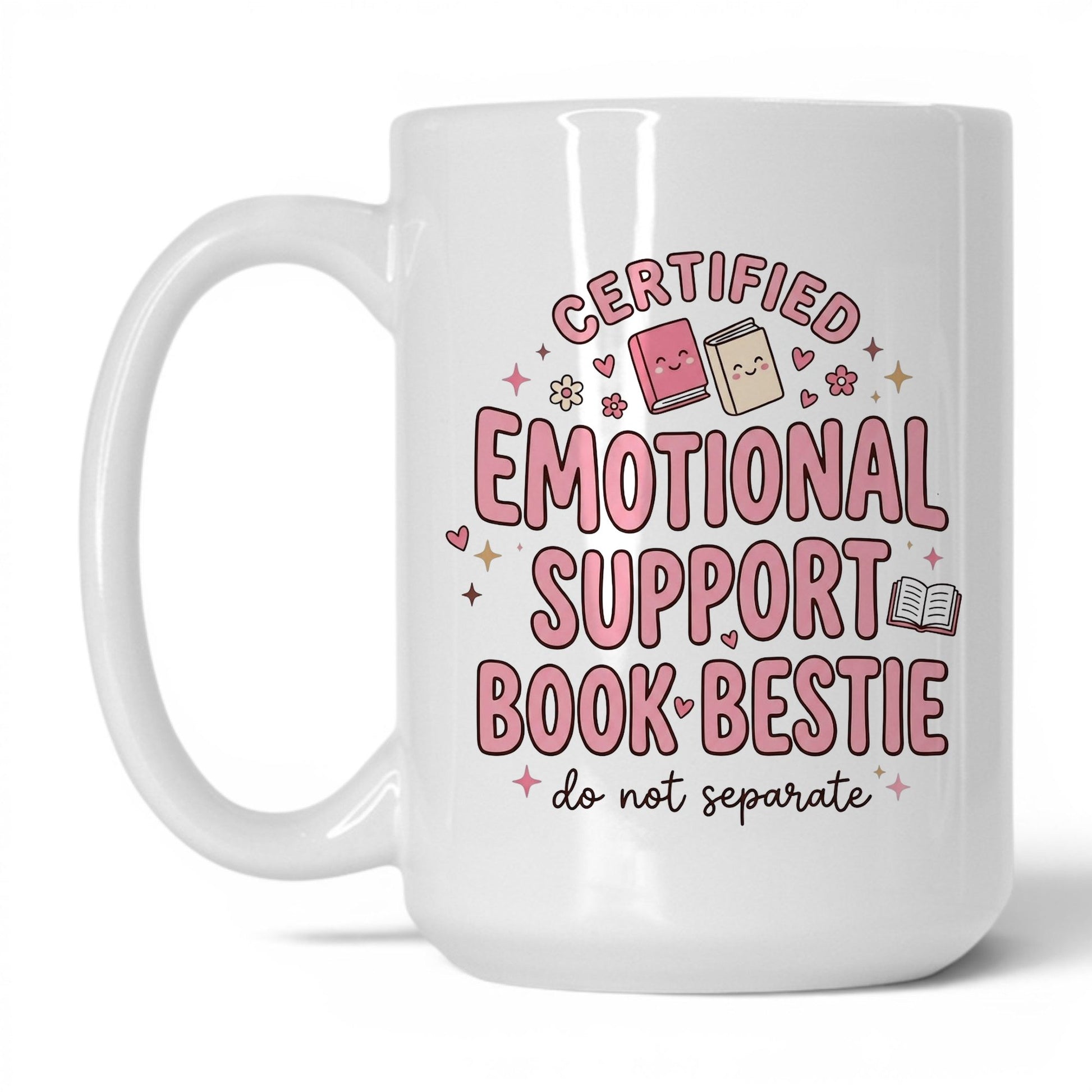 Emotional Support Book Bestie doodle 15oz White coffee mug