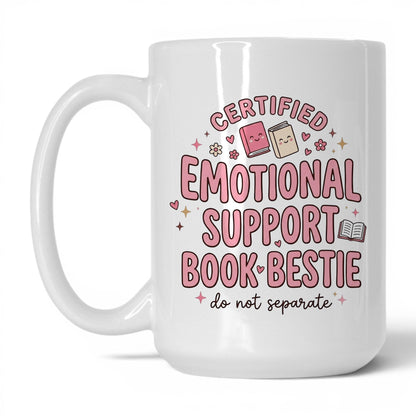 Emotional Support Book Bestie doodle 15oz White coffee mug