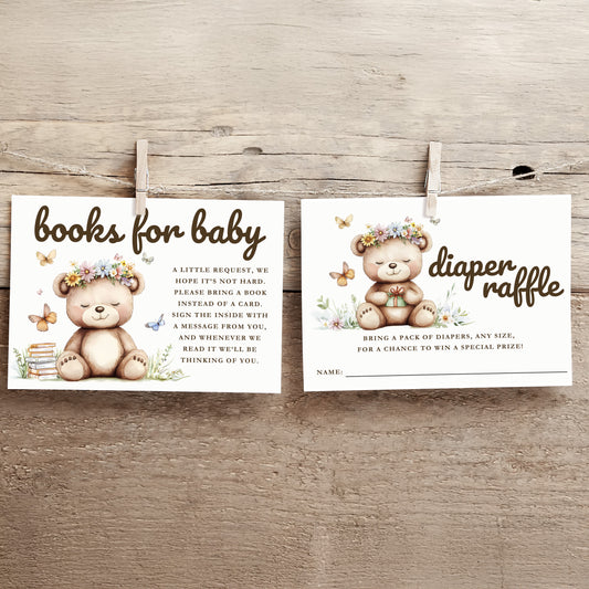 Editable We Can Bearly Wait Baby Shower Enclosure Cards Canva Template
