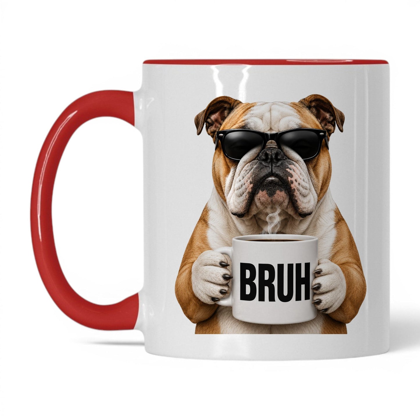 English Bulldog Bruh coffee mug — 11oz White Red