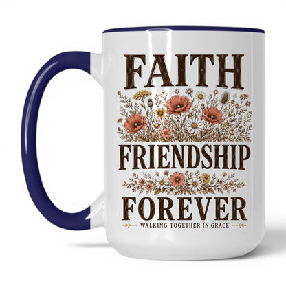 Faith, Friendship, Forever 15oz White Midnight Blue coffee mug
