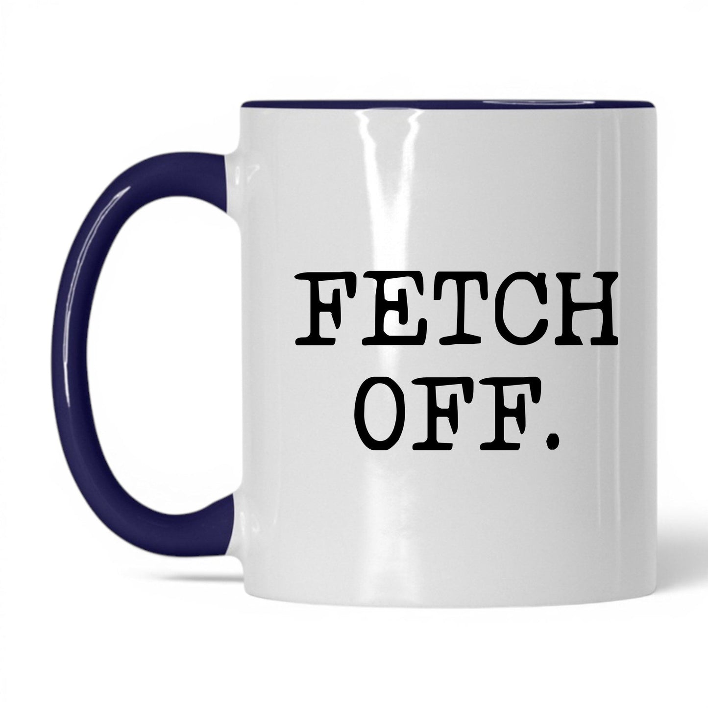 Fetch Off 11oz white and midnight blue coffee mug
