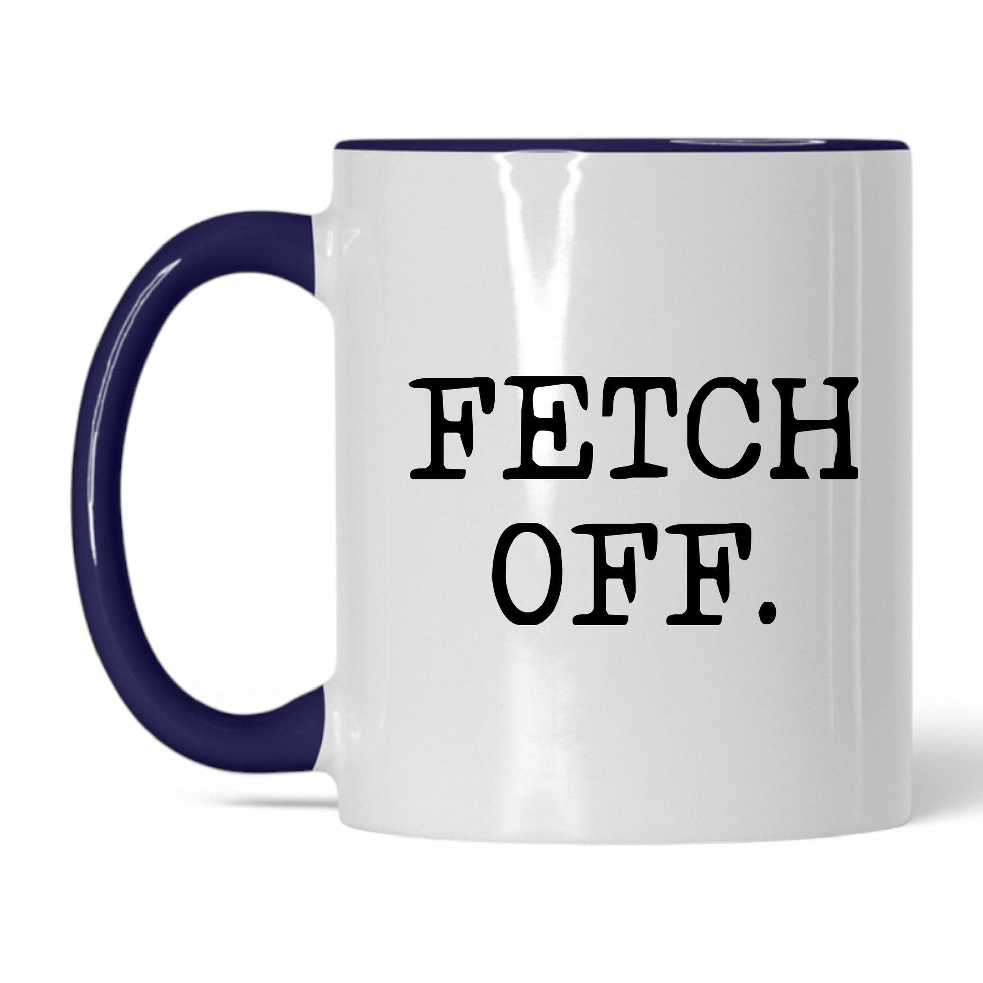 Fetch Off 11oz white and midnight blue coffee mug