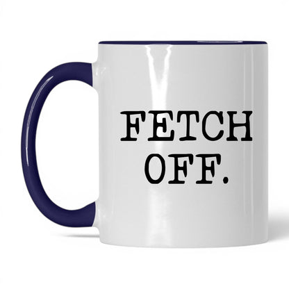 Fetch Off 11oz white and midnight blue coffee mug