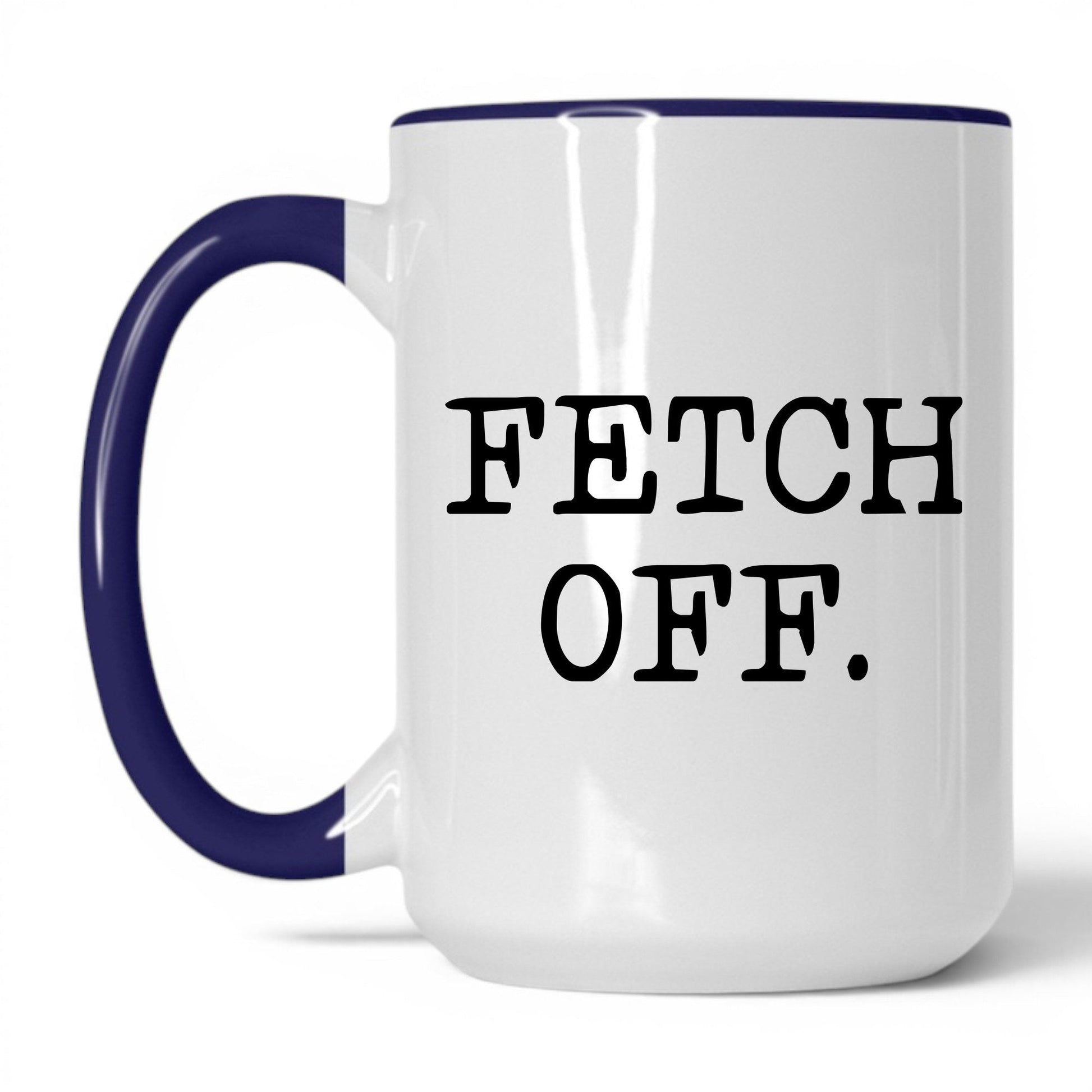Fetch Off 15oz white and midnight blue coffee mug