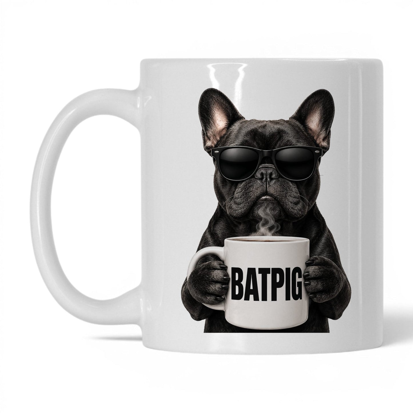French Bulldog Batpig coffee mug — 11oz White