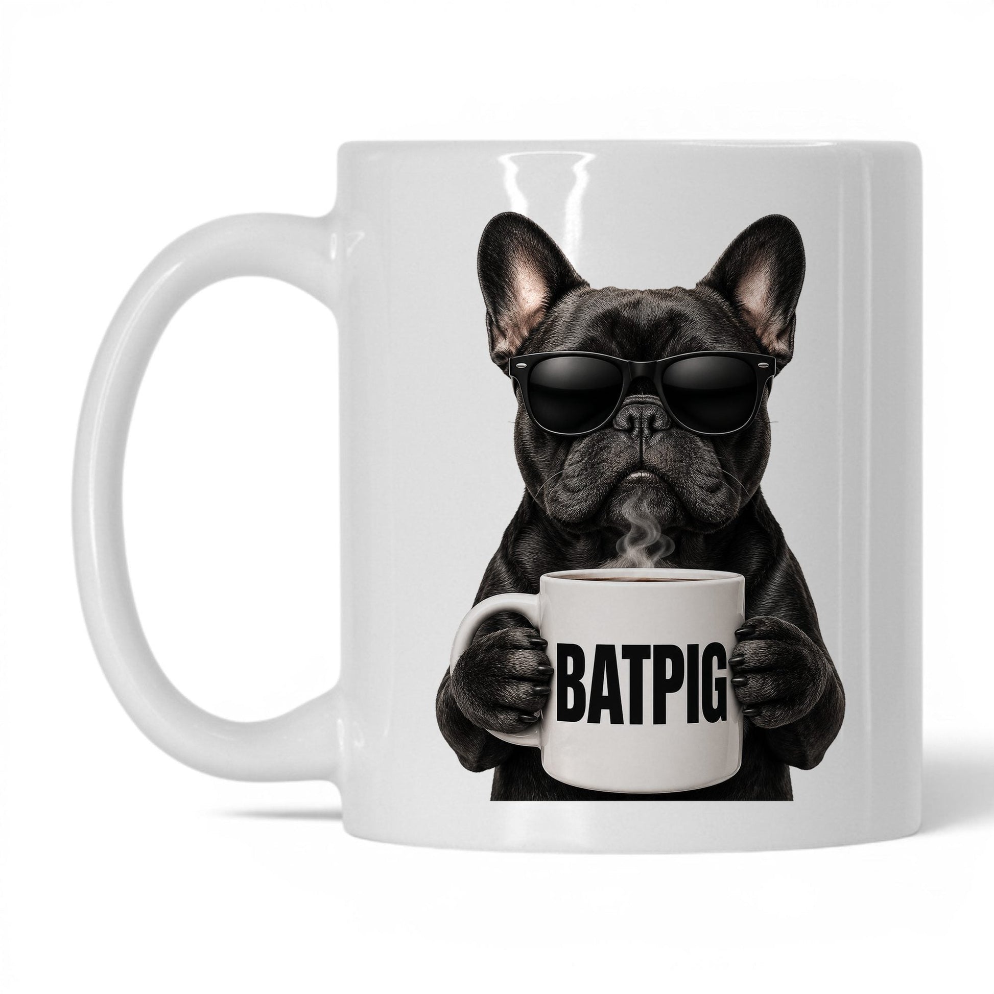 French Bulldog Batpig coffee mug — 11oz White