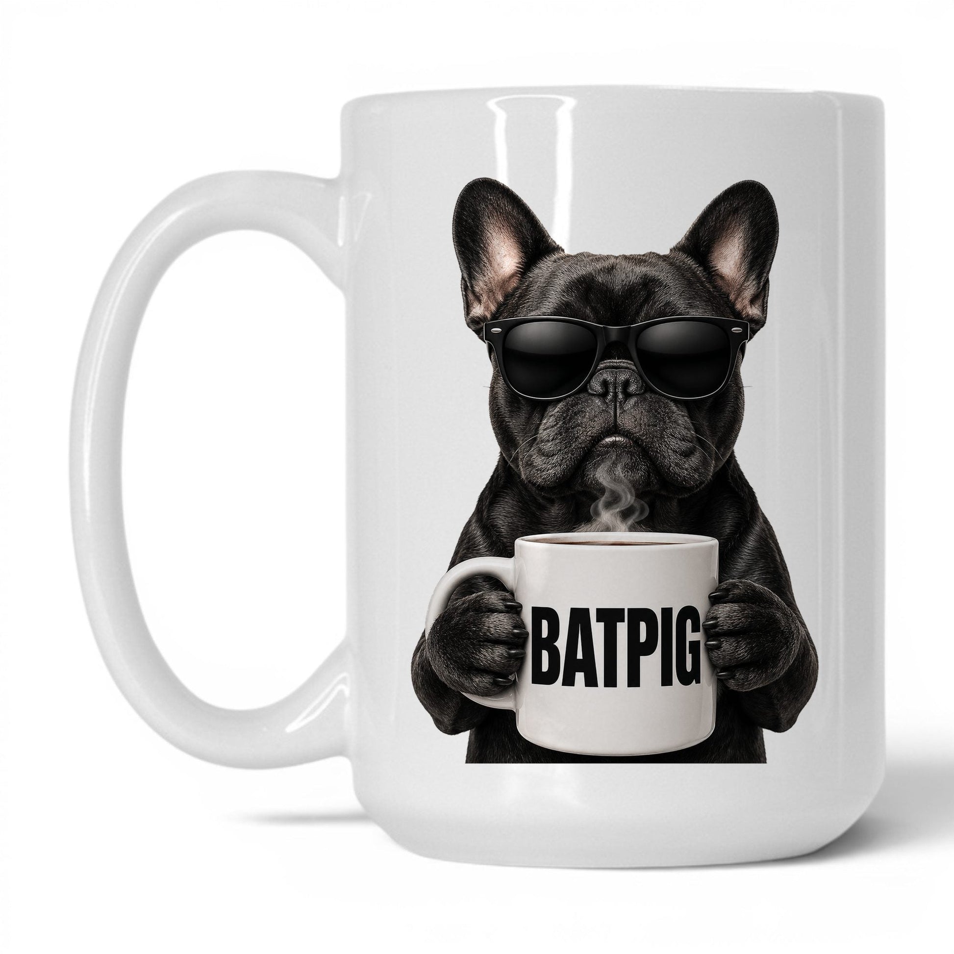 French Bulldog Batpig coffee mug — 15oz White