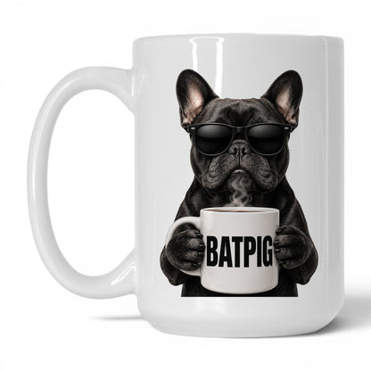 French Bulldog Batpig coffee mug — 15oz White