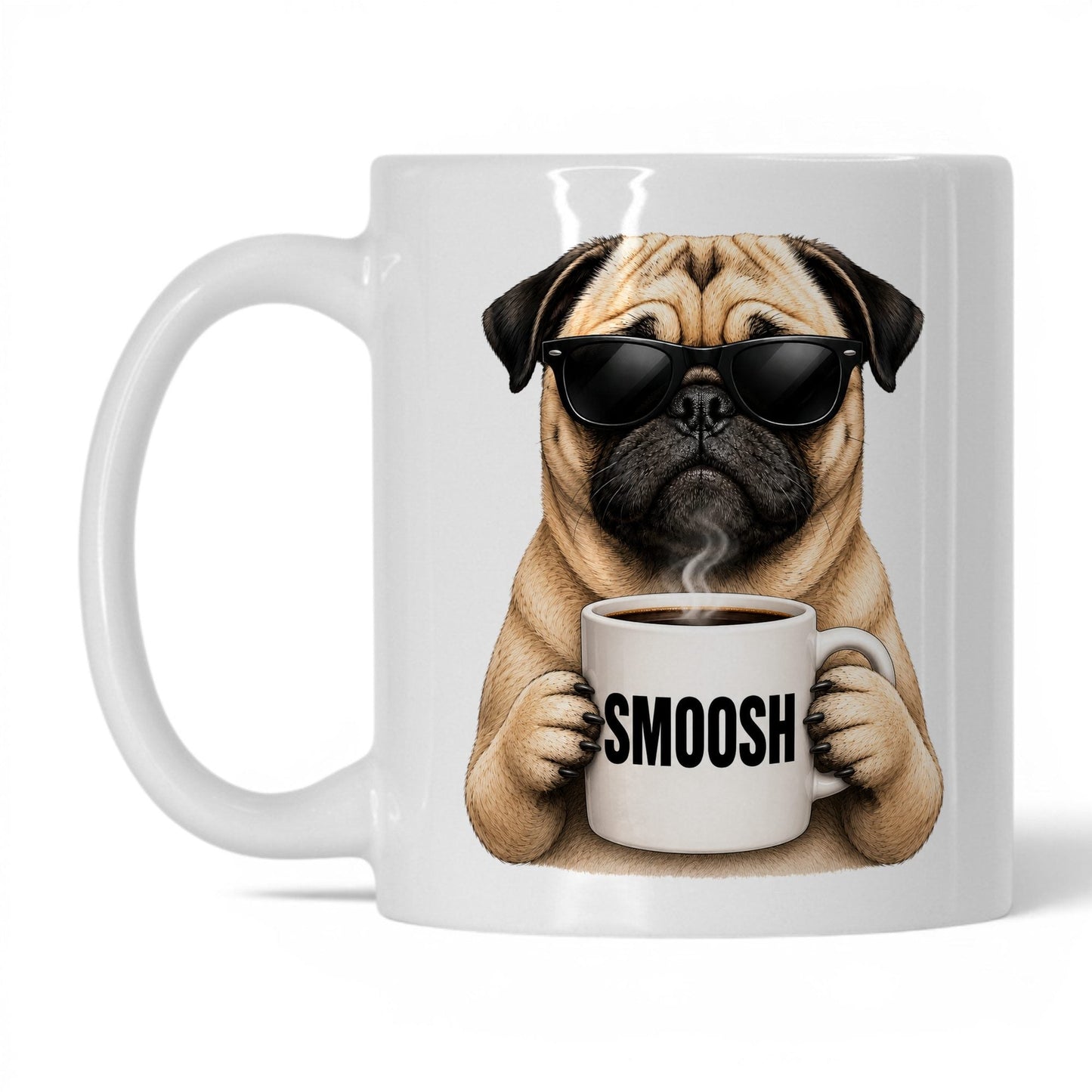Pug Smoosh coffee mug — 11oz White