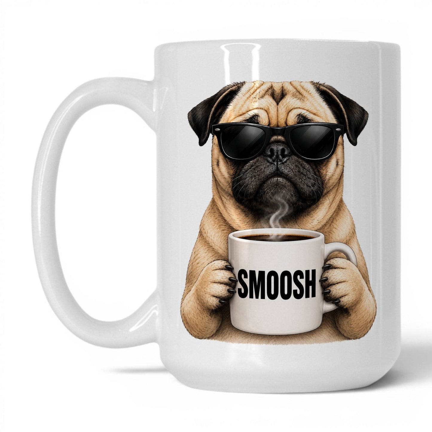 Pug Smoosh coffee mug — 15oz White
