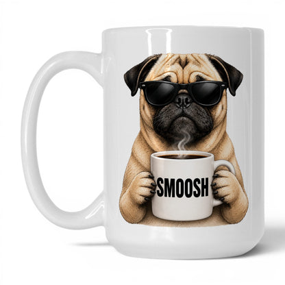 Pug Smoosh coffee mug — 15oz White
