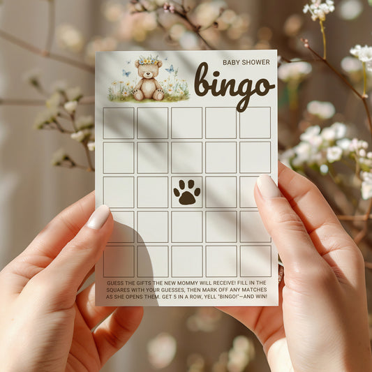 Printable We Can Bearly Wait Baby Shower Gift Bingo