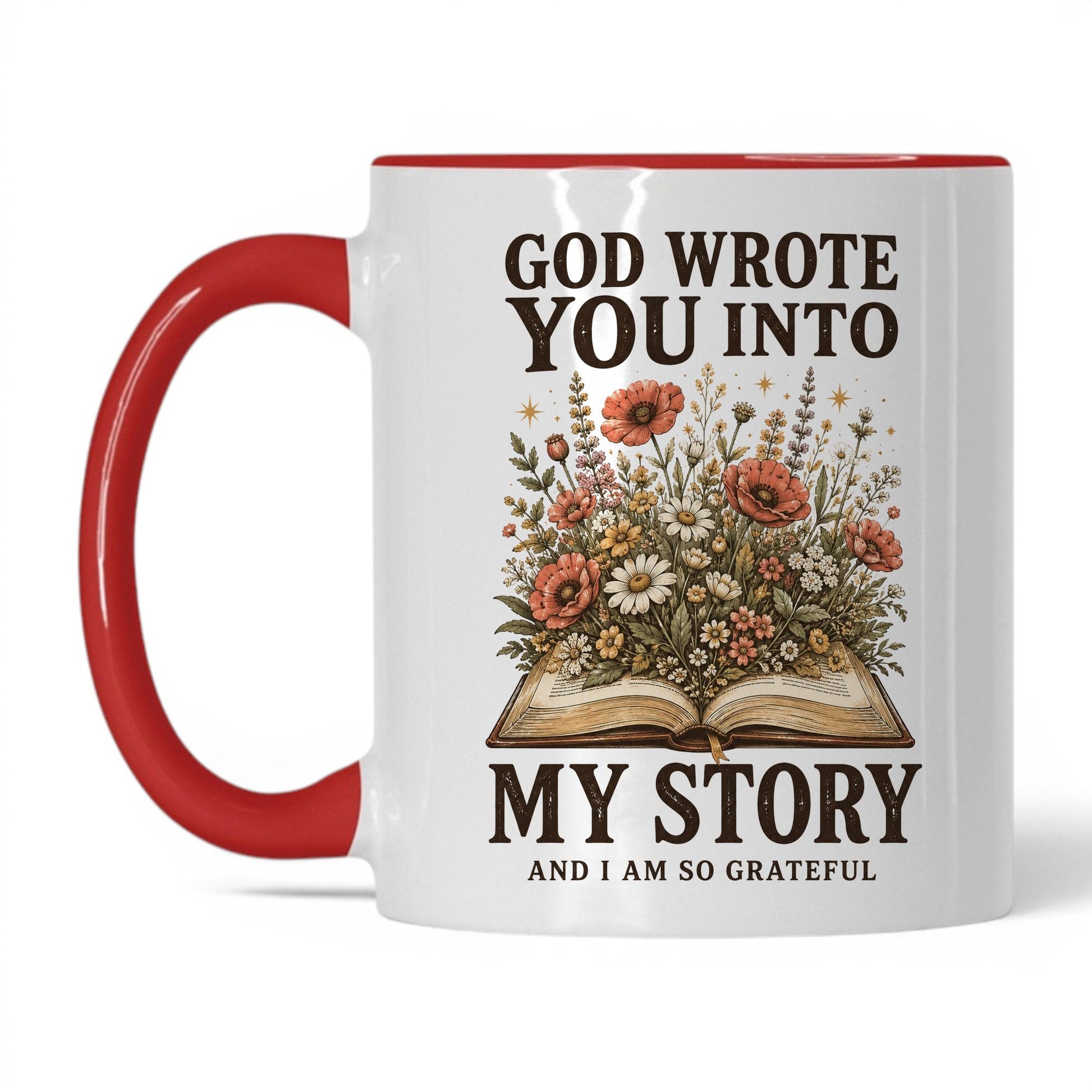 God Wrote You Into My Story 11oz White Red coffee mug