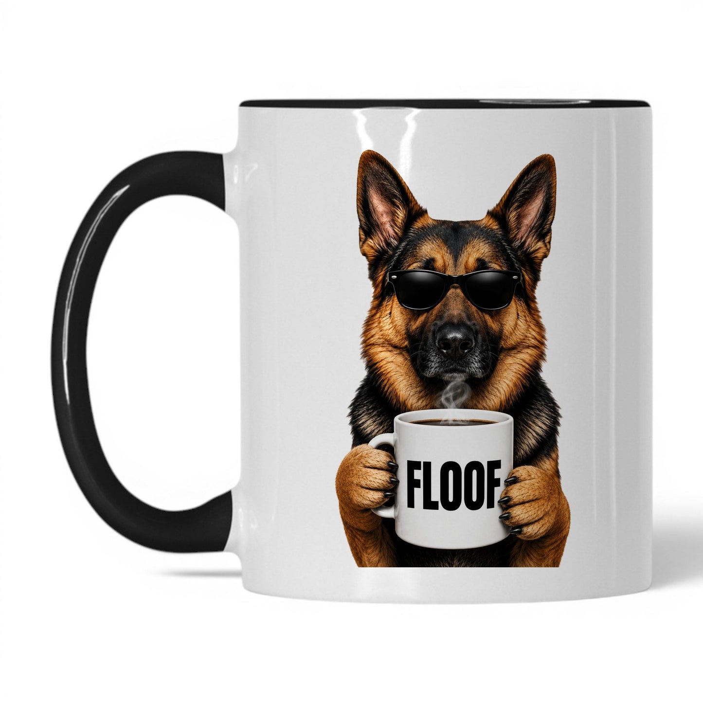 German Shepherd Floof coffee mug — 11oz White Black