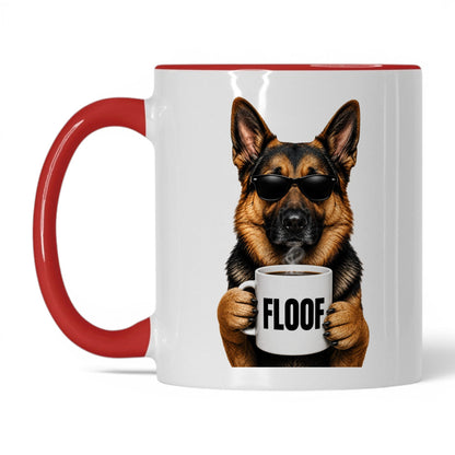 German Shepherd Floof coffee mug — 11oz White Red