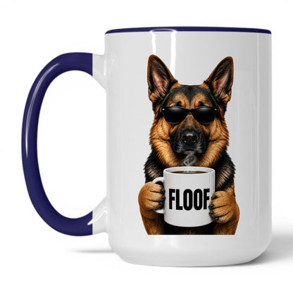 German Shepherd Floof coffee mug — 15oz White Midnight Blue