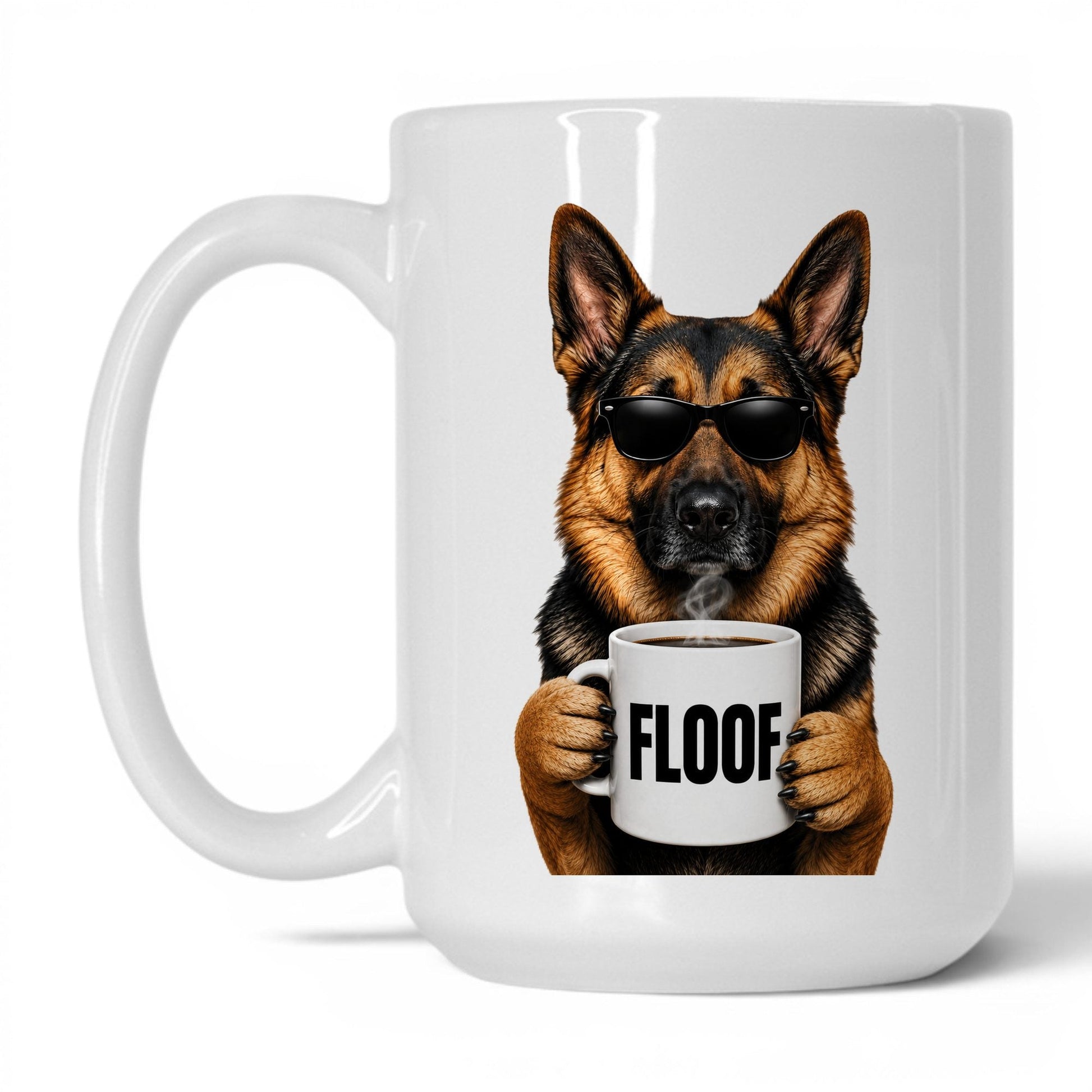 German Shepherd Floof coffee mug — 15oz White