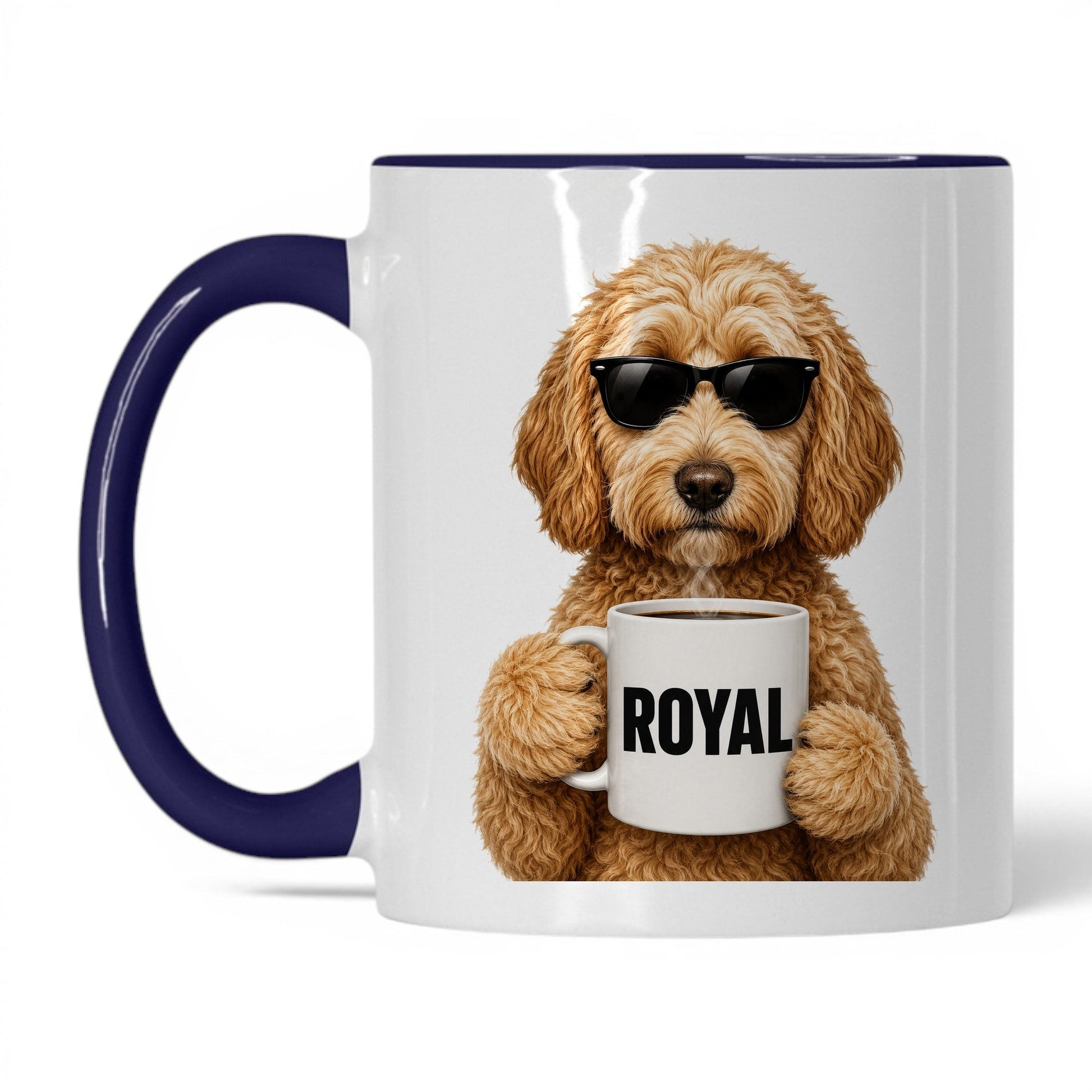 Goldendoodle Royal coffee mug — 11oz White Midnight Blue