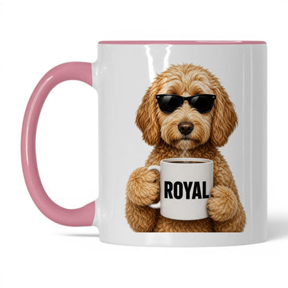 Goldendoodle Royal coffee mug — 11oz White Pink